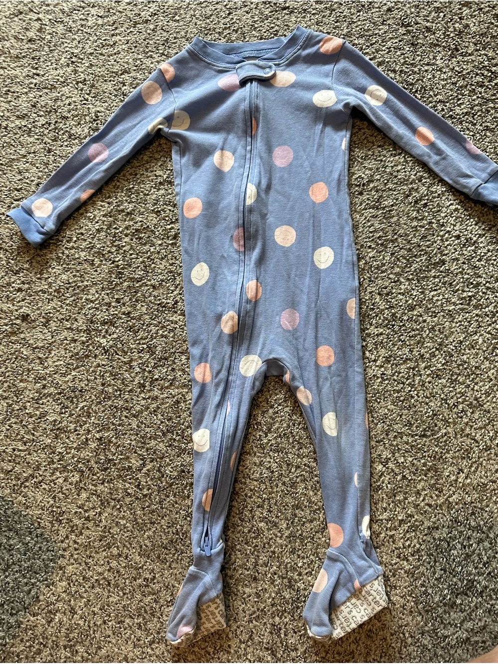 Carter's Blue Footed Polka Dot One-Piece Pajamas